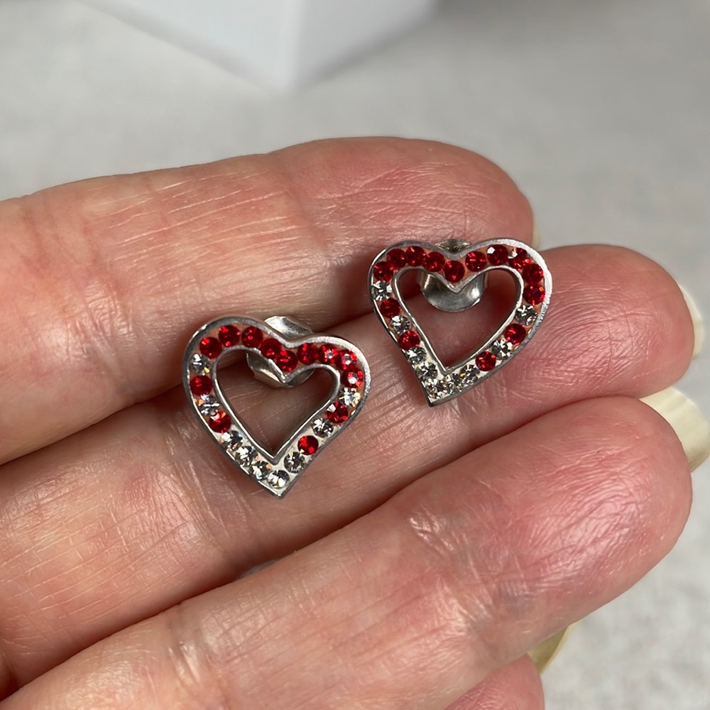 Heart Earrings Sterling Silver Swarovski Crystal